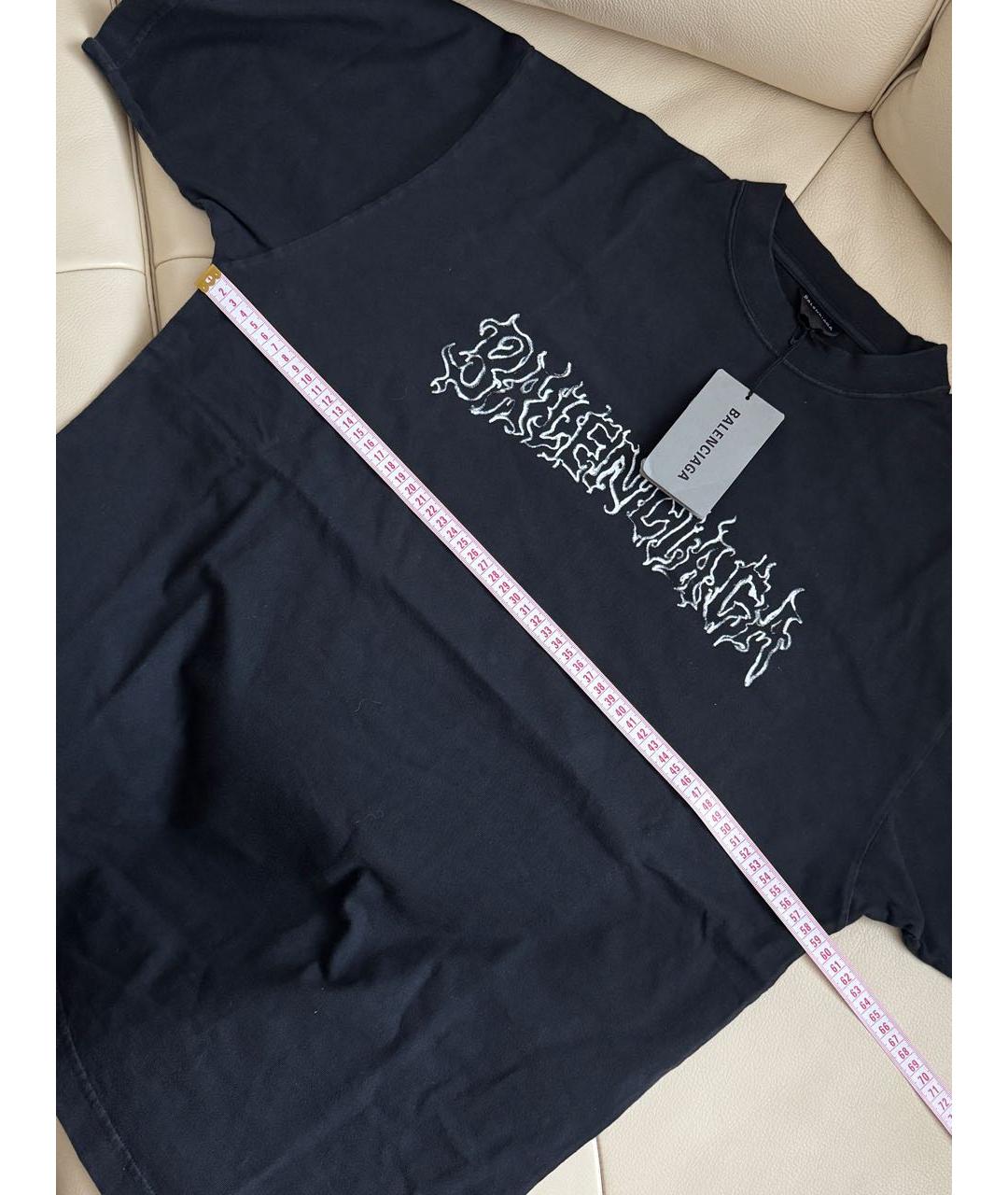 BALENCIAGA Черная хлопковая футболка, фото 7