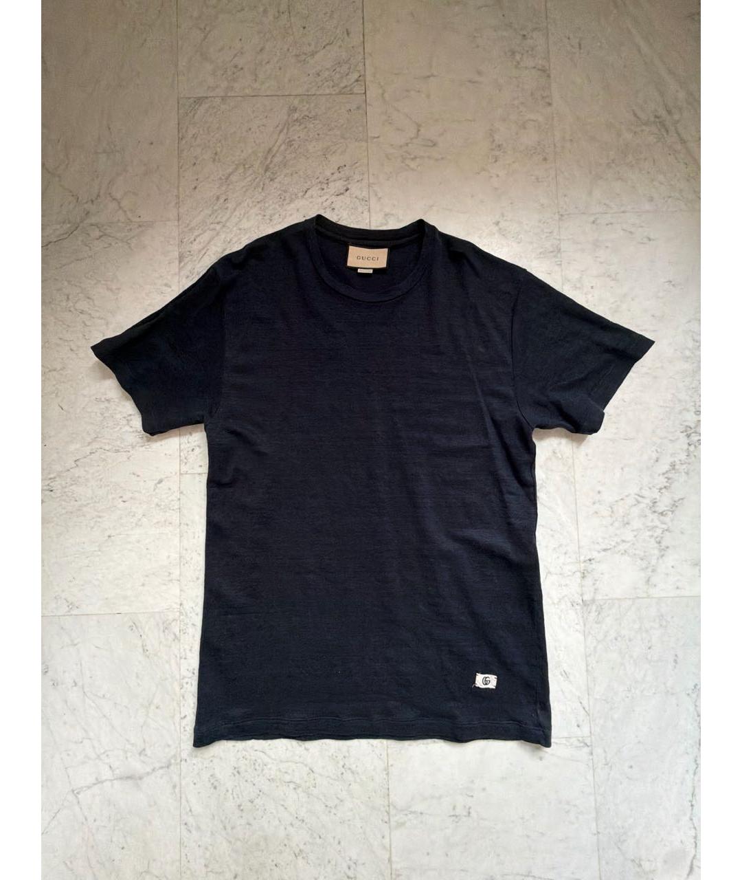 GUCCI Синяя хлопко-полиэстеровая футболка, фото 6