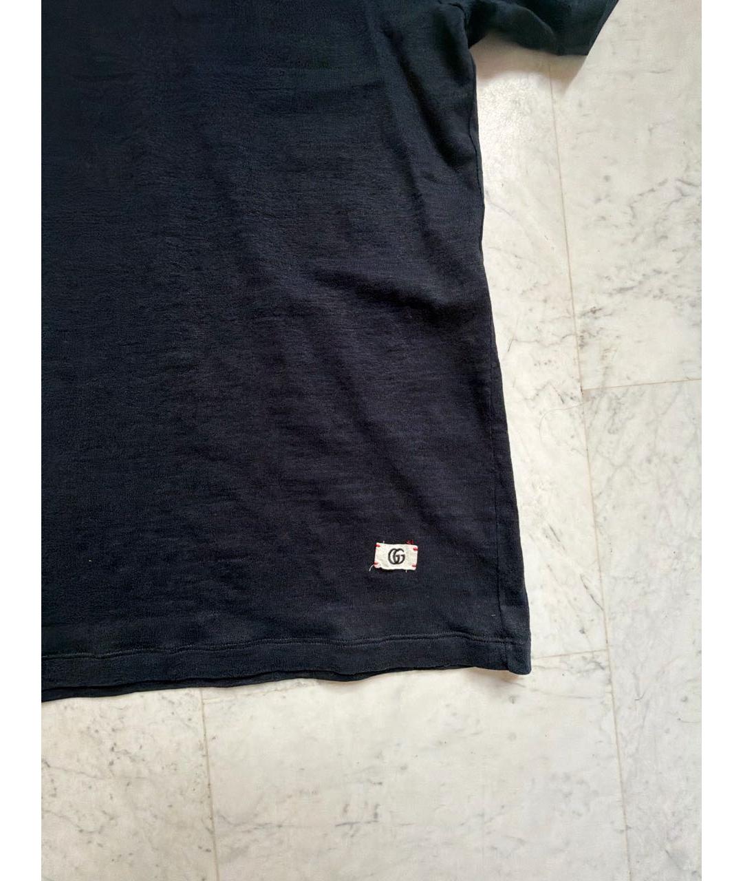 GUCCI Синяя хлопко-полиэстеровая футболка, фото 4