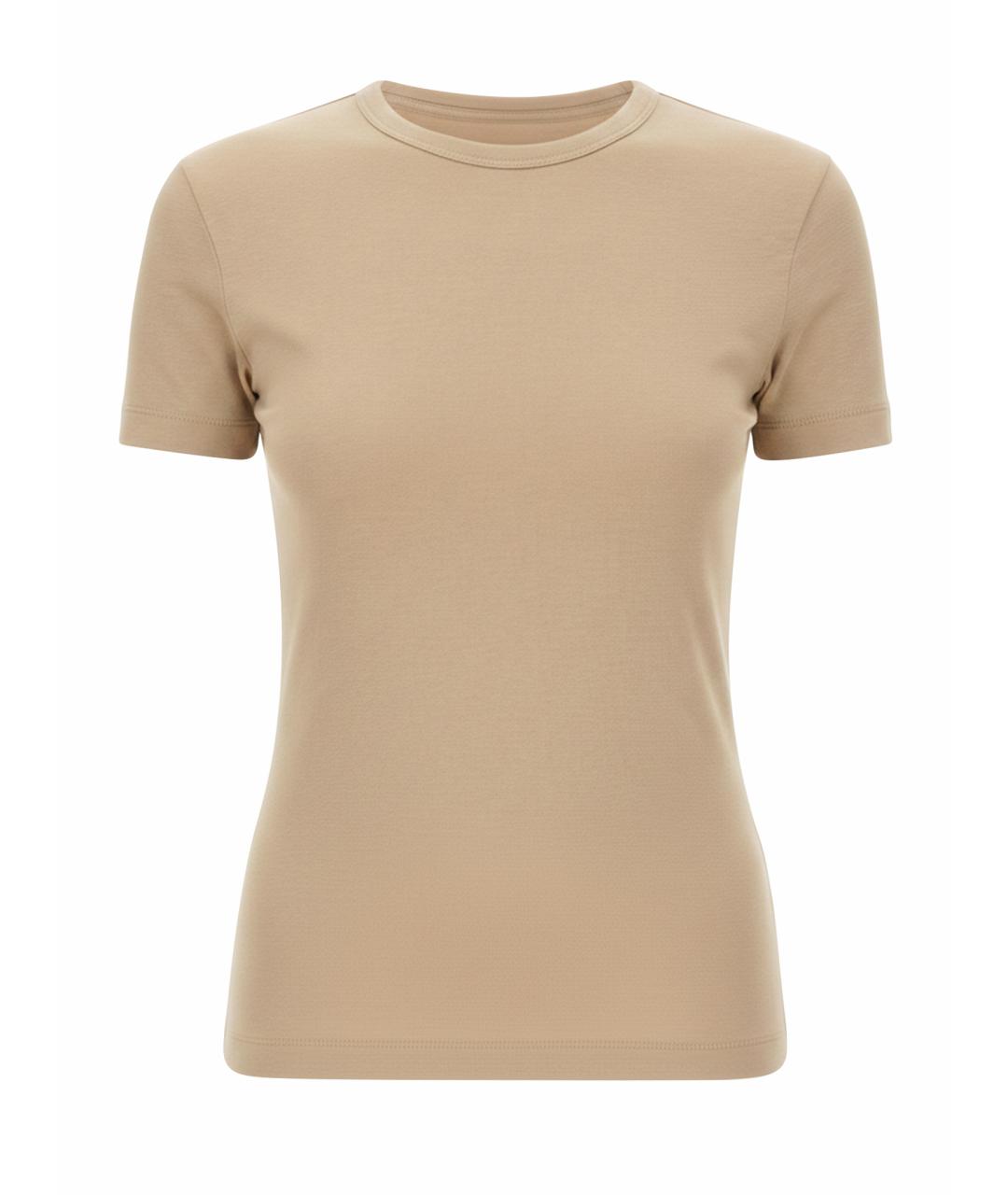 HELMUT LANG Бежевая хлопковая футболка, фото 1