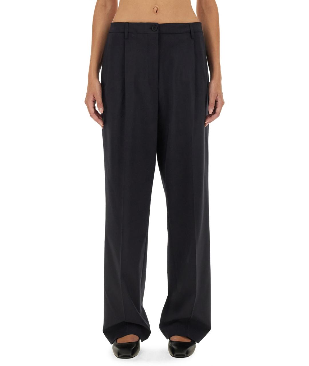 ASPESI Черные полиэстеровые прямые брюки, фото 5
