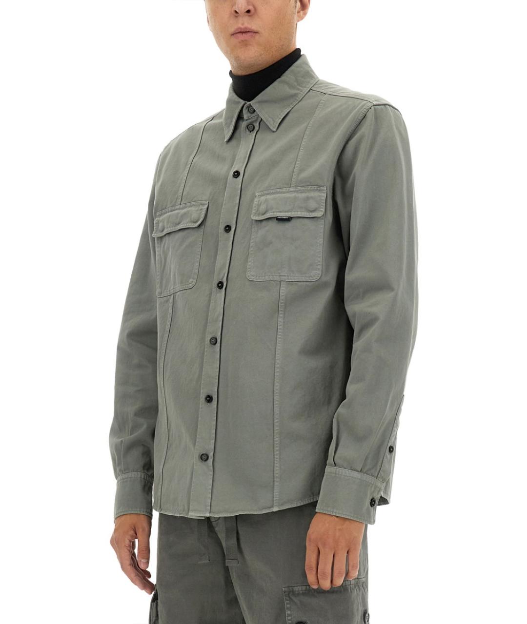 DOLCE&GABBANA Серая хлопковая кэжуал рубашка, фото 4