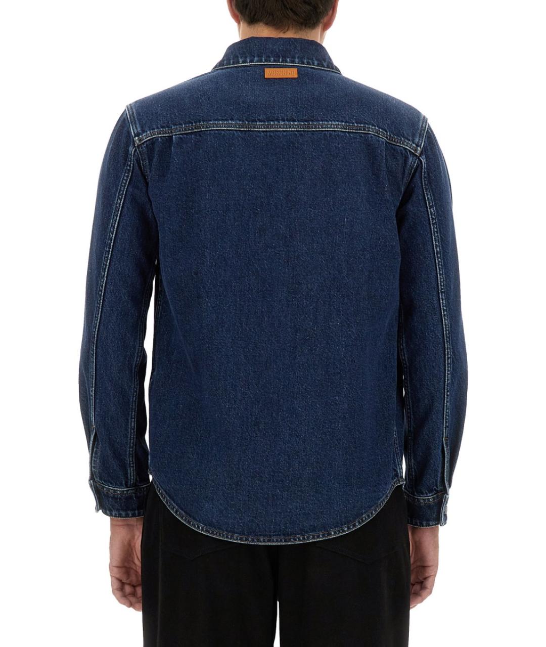 MOSCHINO Синяя хлопковая кэжуал рубашка, фото 3