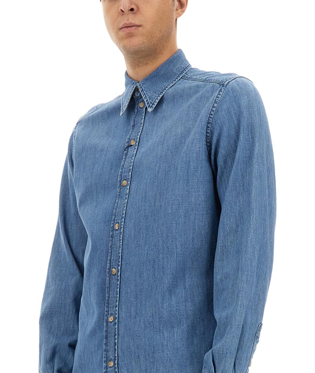 DOLCE&GABBANA Синяя хлопковая кэжуал рубашка, фото 4