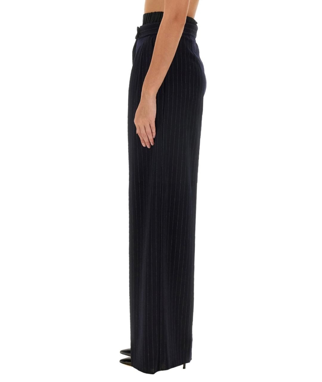 MAX MARA Синие шерстяные брюки широкие, фото 4