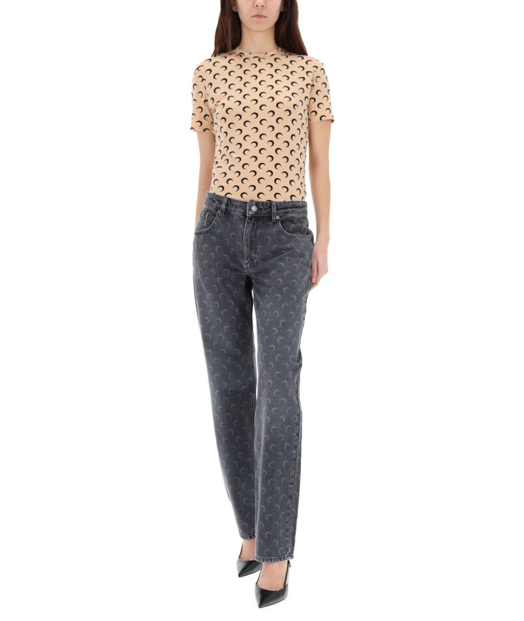 MARINE SERRE Серые хлопковые прямые джинсы, фото 2