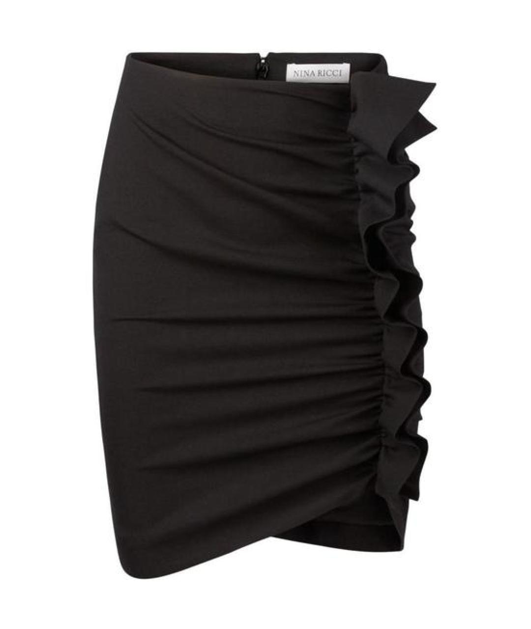 NINA RICCI Черная шерстяная юбка мини, фото 1