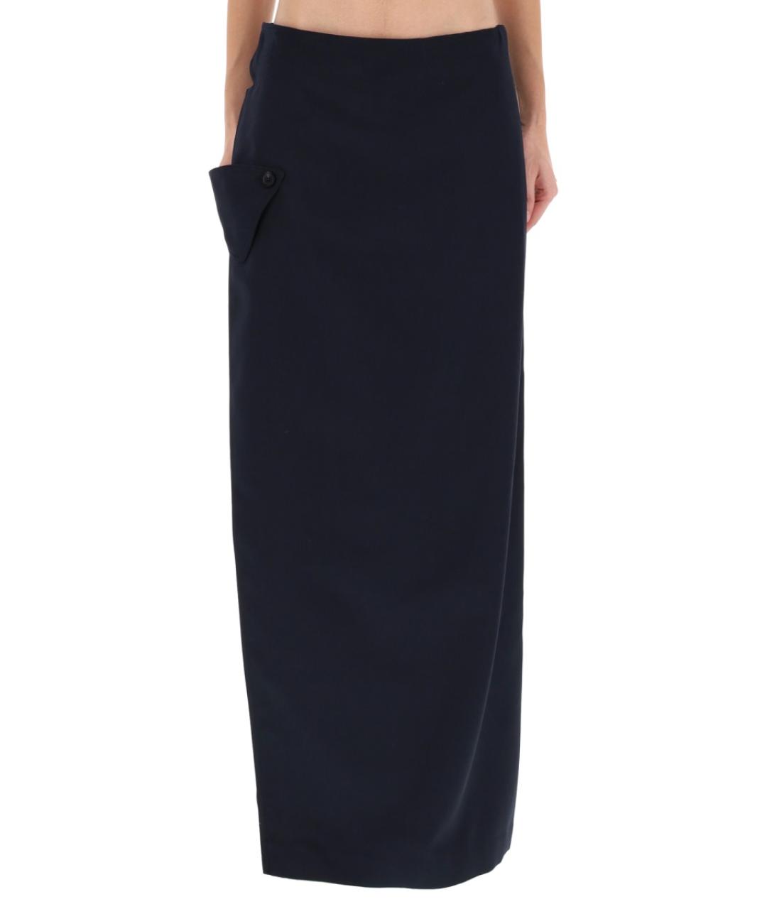 JEAN PAUL GAULTIER Темно-синие полиэстеровые брюки широкие, фото 1