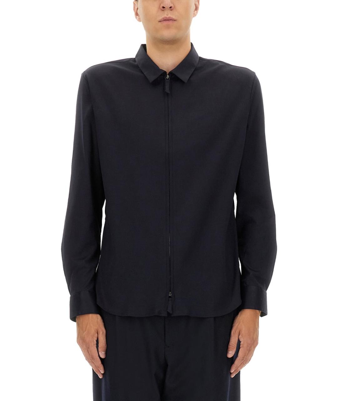 GIORGIO ARMANI Темно-синяя хлопковая кэжуал рубашка, фото 5