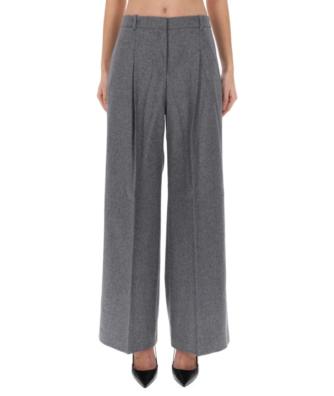 HUGO BOSS Серые шерстяные прямые брюки, фото 5