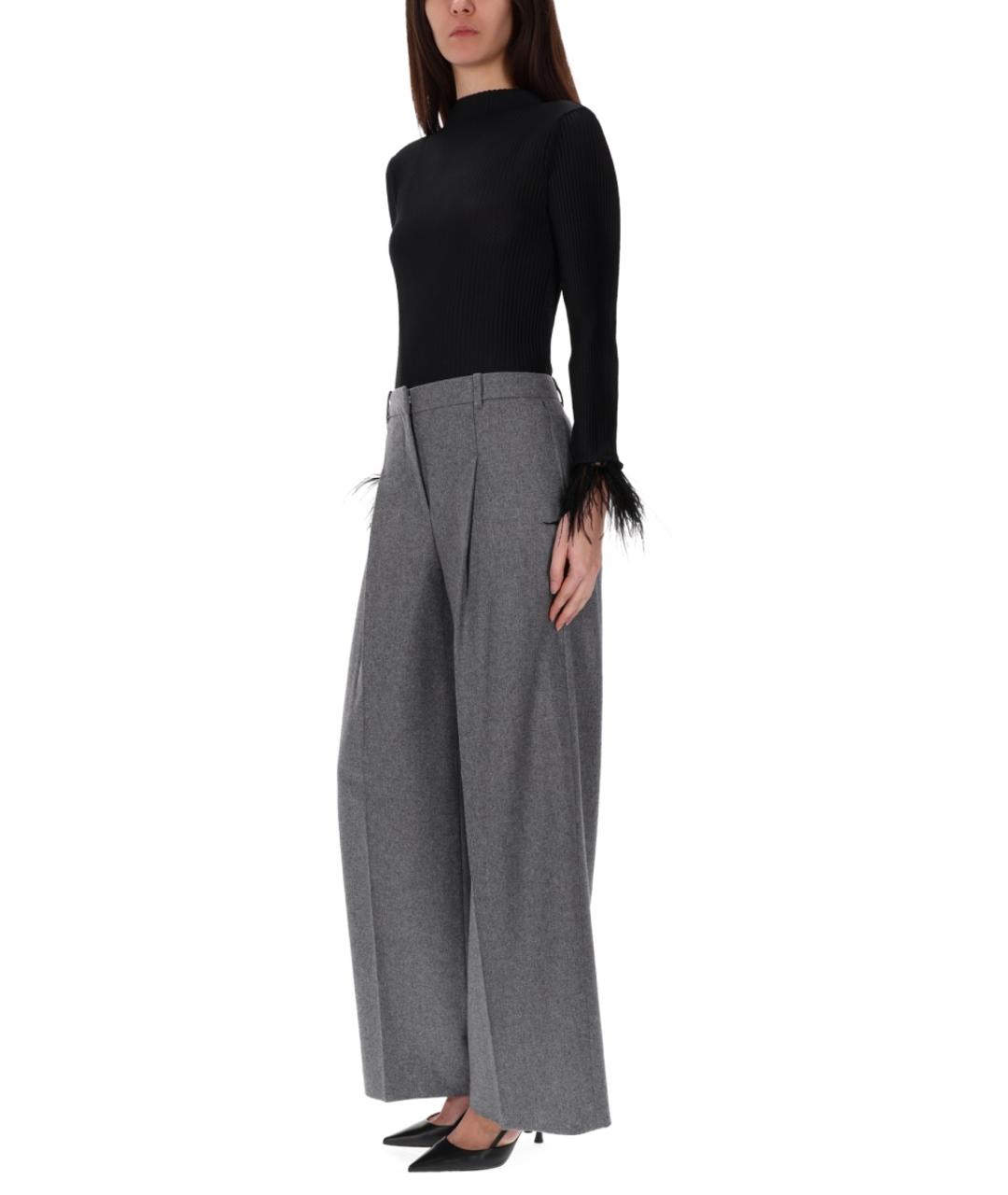 HUGO BOSS Серые шерстяные прямые брюки, фото 2