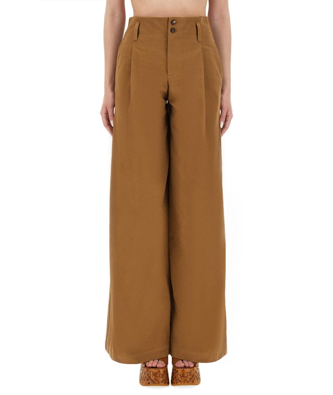 CHLOE Коричневые хлопковые брюки широкие, фото 2