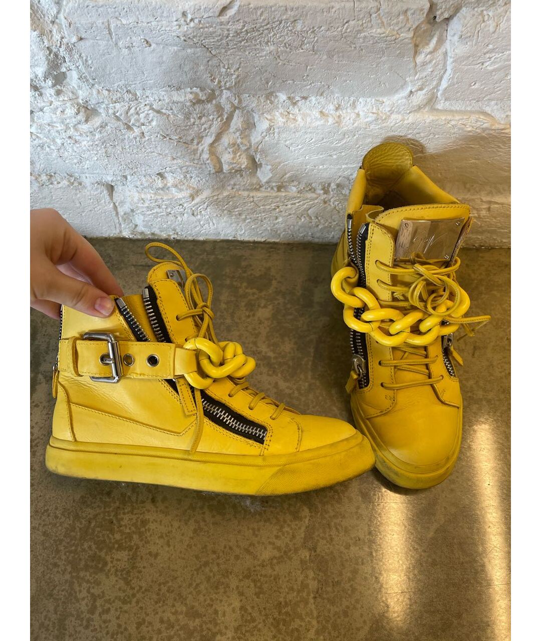 GIUSEPPE ZANOTTI DESIGN Желтые кожаные ботинки, фото 4