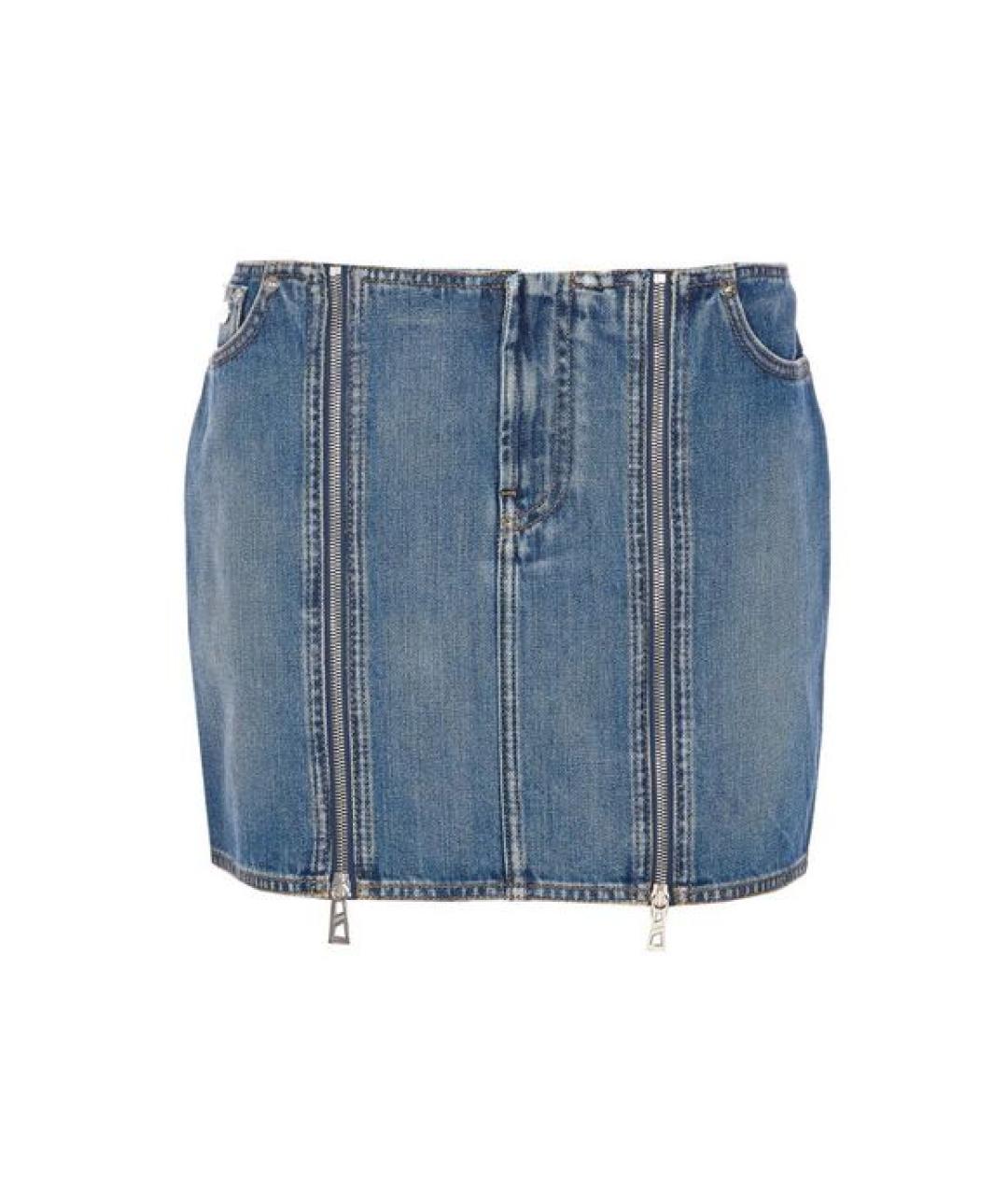 JEAN PAUL GAULTIER Синяя хлопковая юбка мини, фото 1
