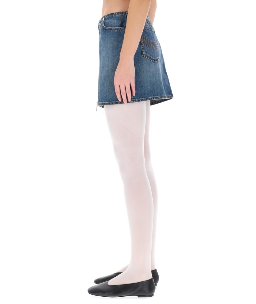 JEAN PAUL GAULTIER Синяя хлопковая юбка мини, фото 4