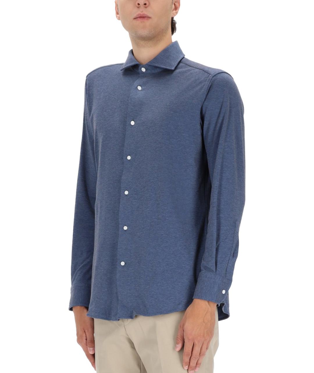HUGO BOSS Синяя хлопковая кэжуал рубашка, фото 3