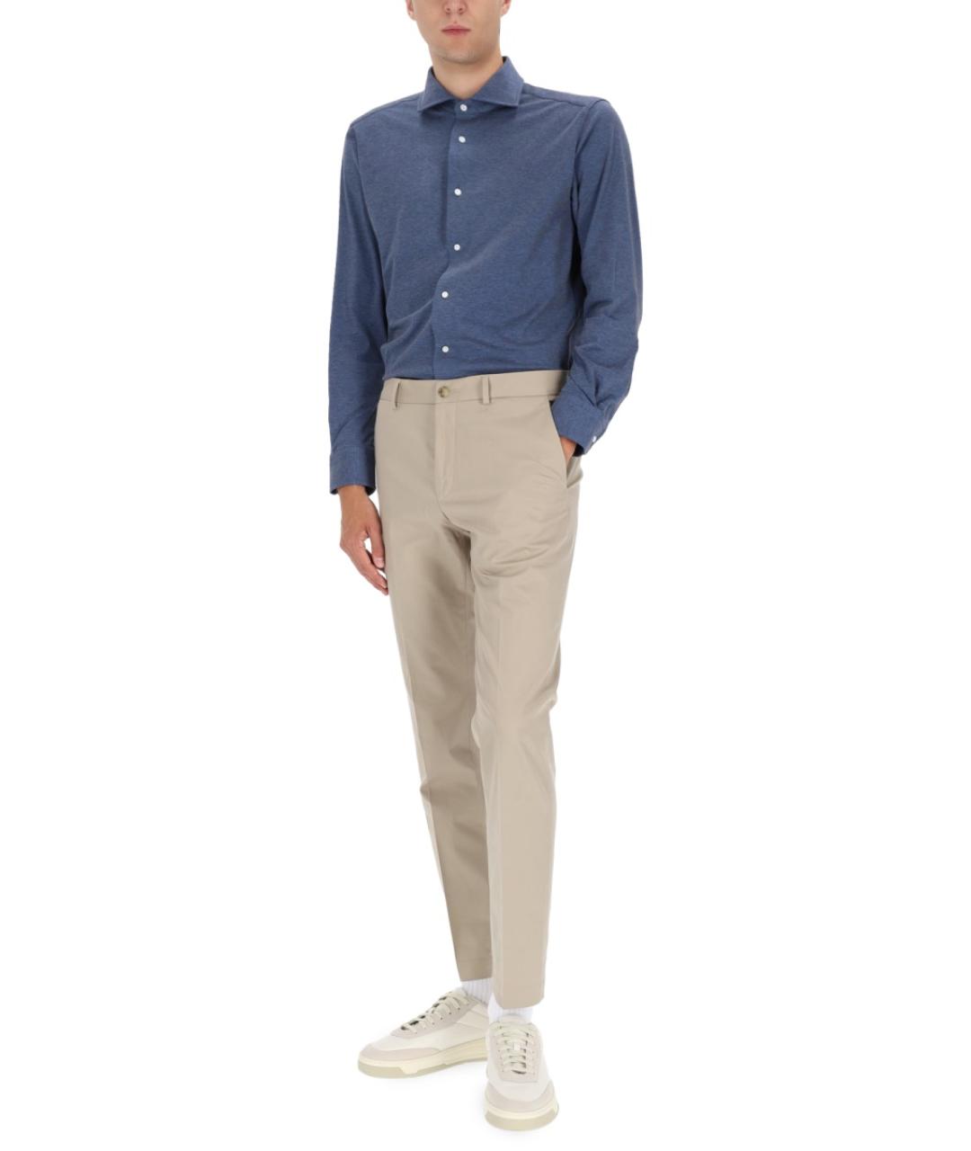 HUGO BOSS Синяя хлопковая кэжуал рубашка, фото 2