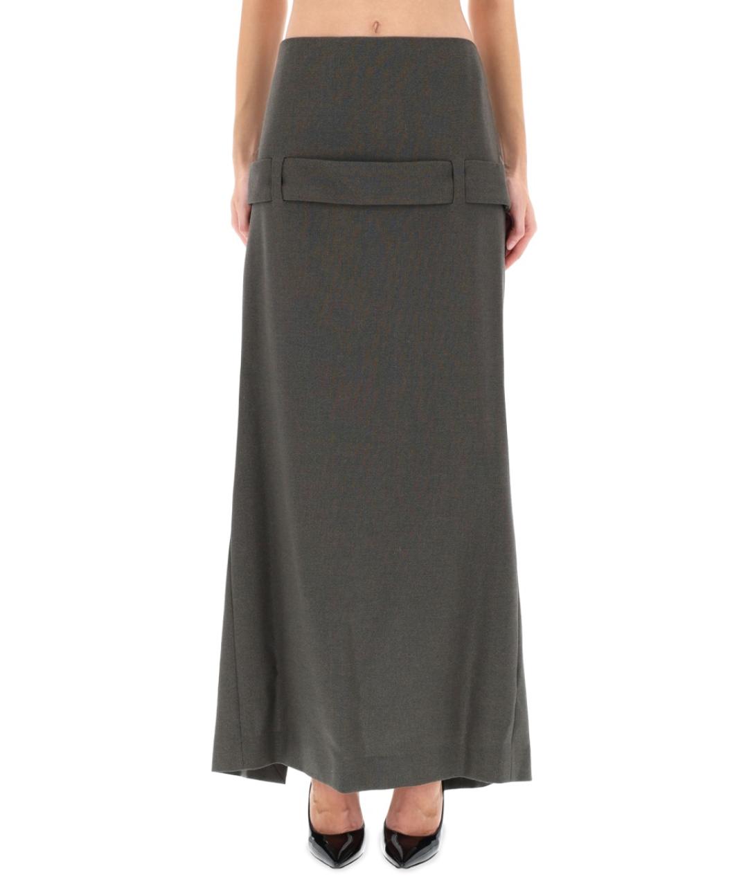 JEAN PAUL GAULTIER Серая шерстяная юбка макси, фото 5