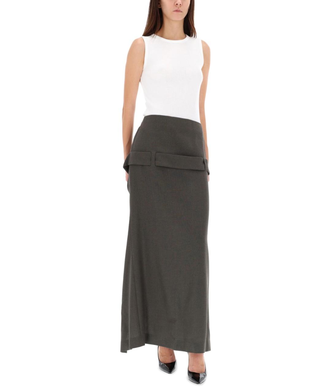 JEAN PAUL GAULTIER Серая шерстяная юбка макси, фото 2