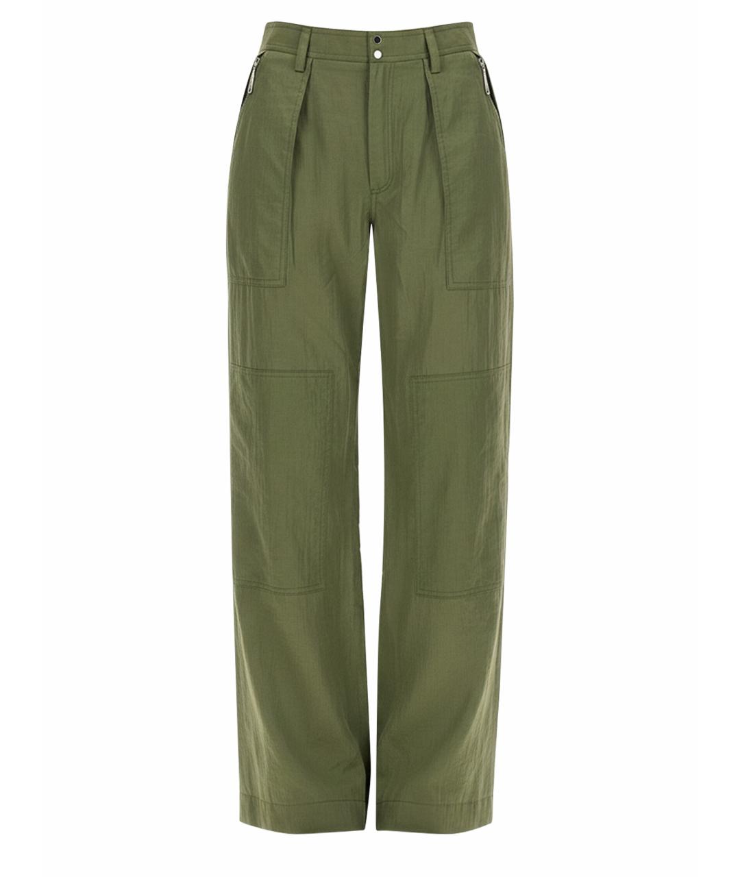 PACO RABANNE Зеленые хлопковые прямые брюки, фото 1