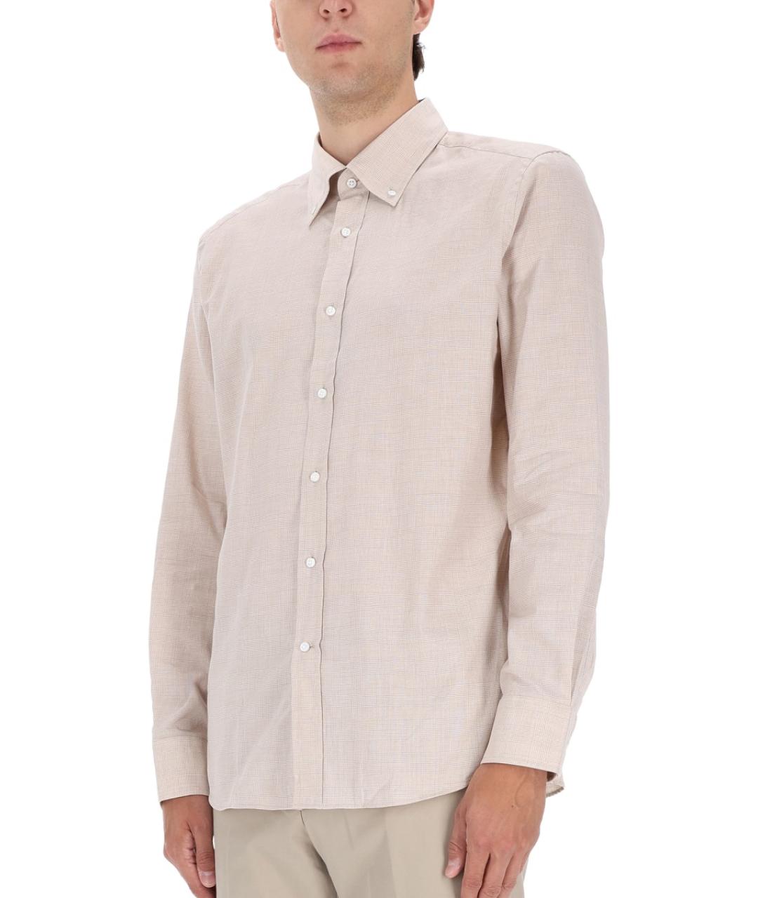 HUGO BOSS Бежевая хлопковая кэжуал рубашка, фото 4