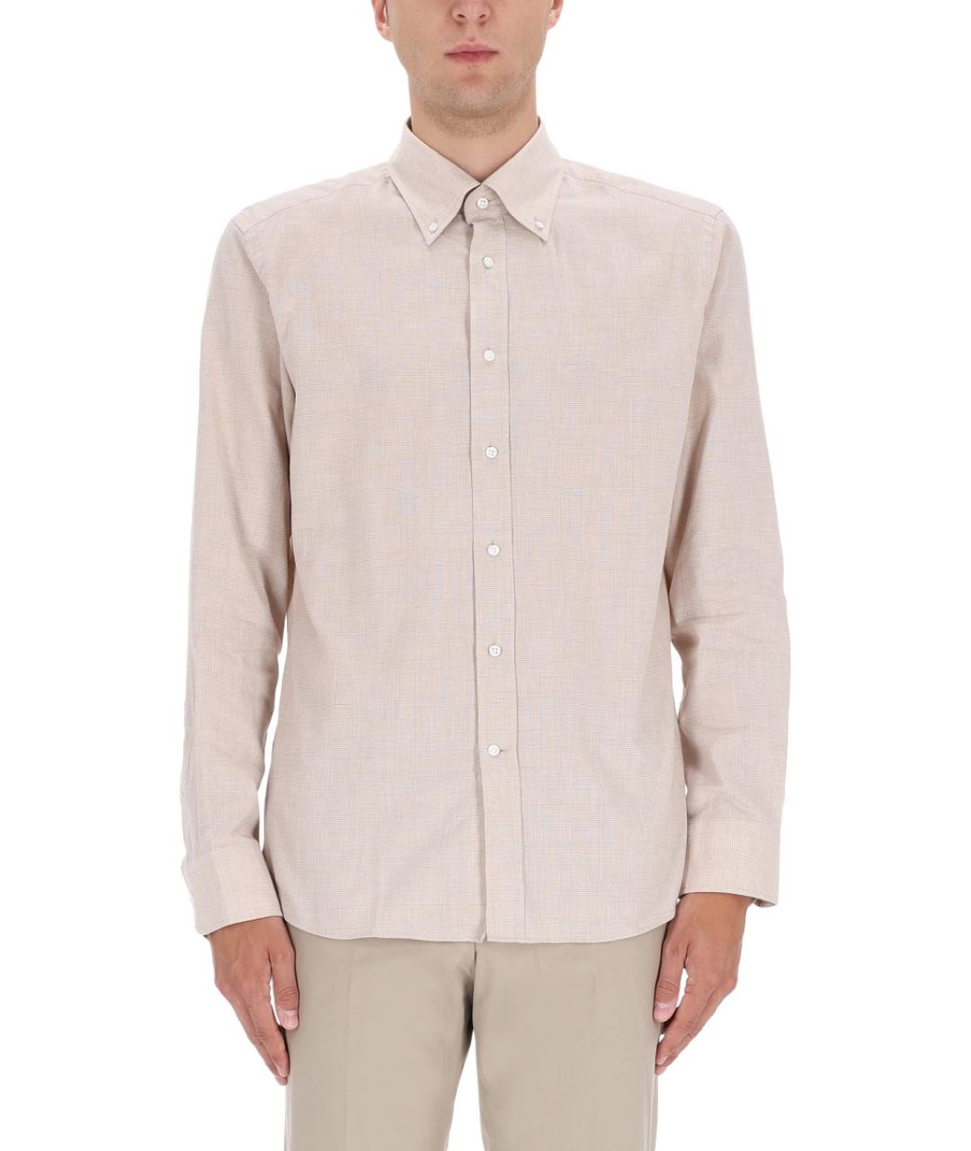 HUGO BOSS Бежевая хлопковая кэжуал рубашка, фото 5