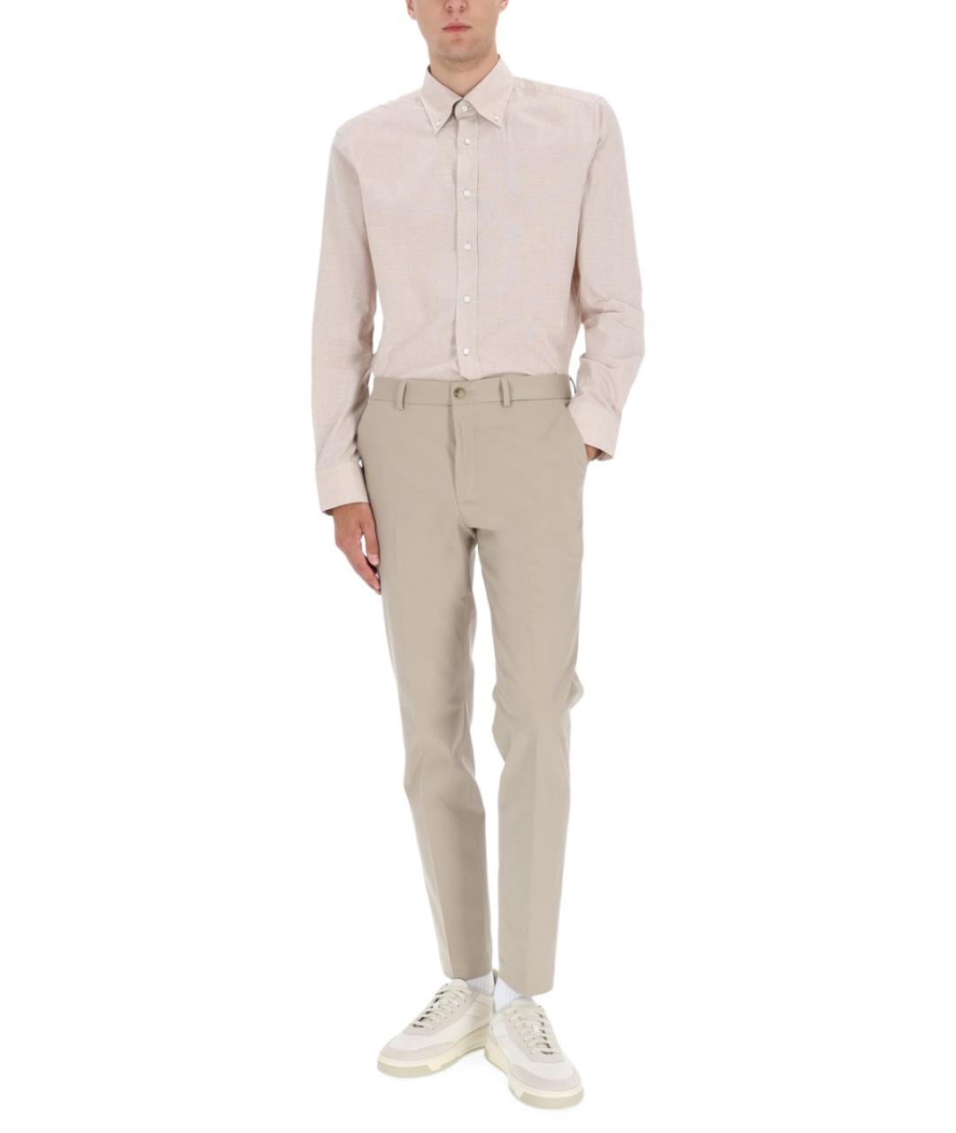 HUGO BOSS Бежевая хлопковая кэжуал рубашка, фото 2