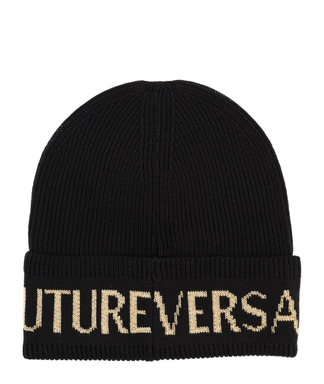 VERSACE JEANS COUTURE Черная шерстяная шапка, фото 2