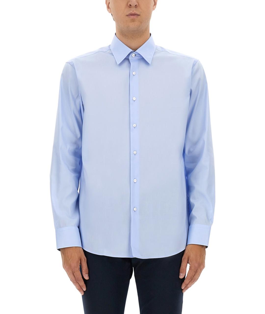 HUGO BOSS Голубая хлопковая кэжуал рубашка, фото 5