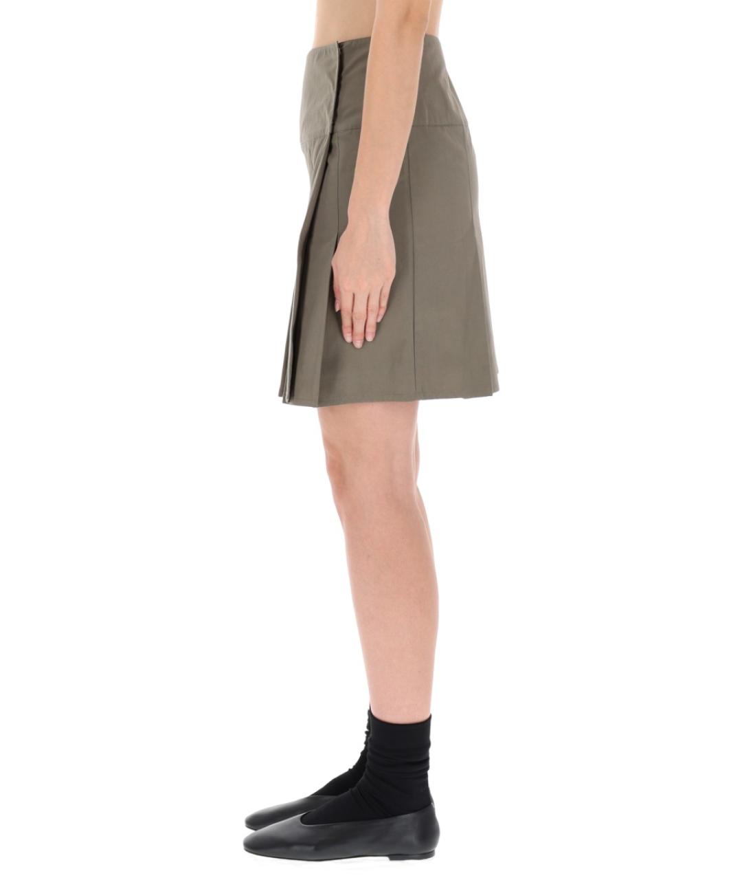 OUR LEGACY Хаки хлопковая юбка мини, фото 3