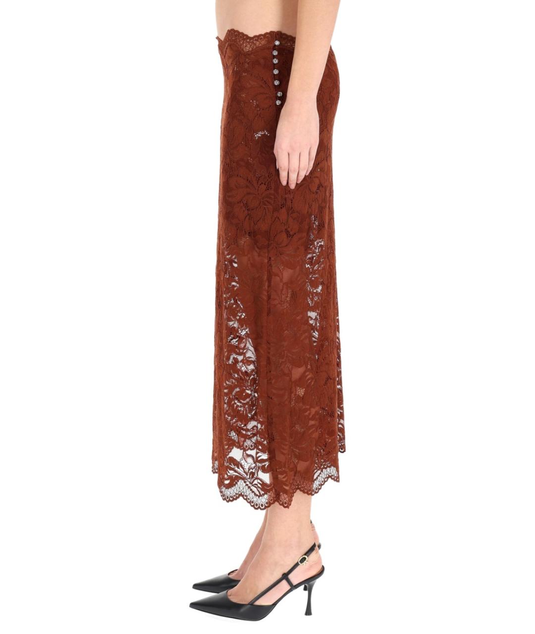 PACO RABANNE Коричневая полиамидовая юбка миди, фото 3