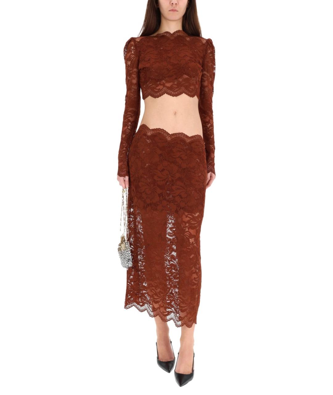 PACO RABANNE Коричневая полиамидовая юбка миди, фото 2