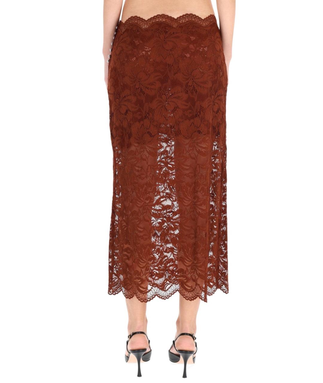 PACO RABANNE Коричневая полиамидовая юбка миди, фото 4