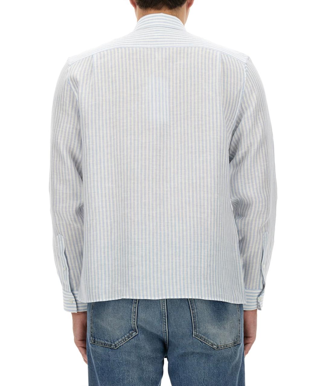 LACOSTE Голубая льняная кэжуал рубашка, фото 3