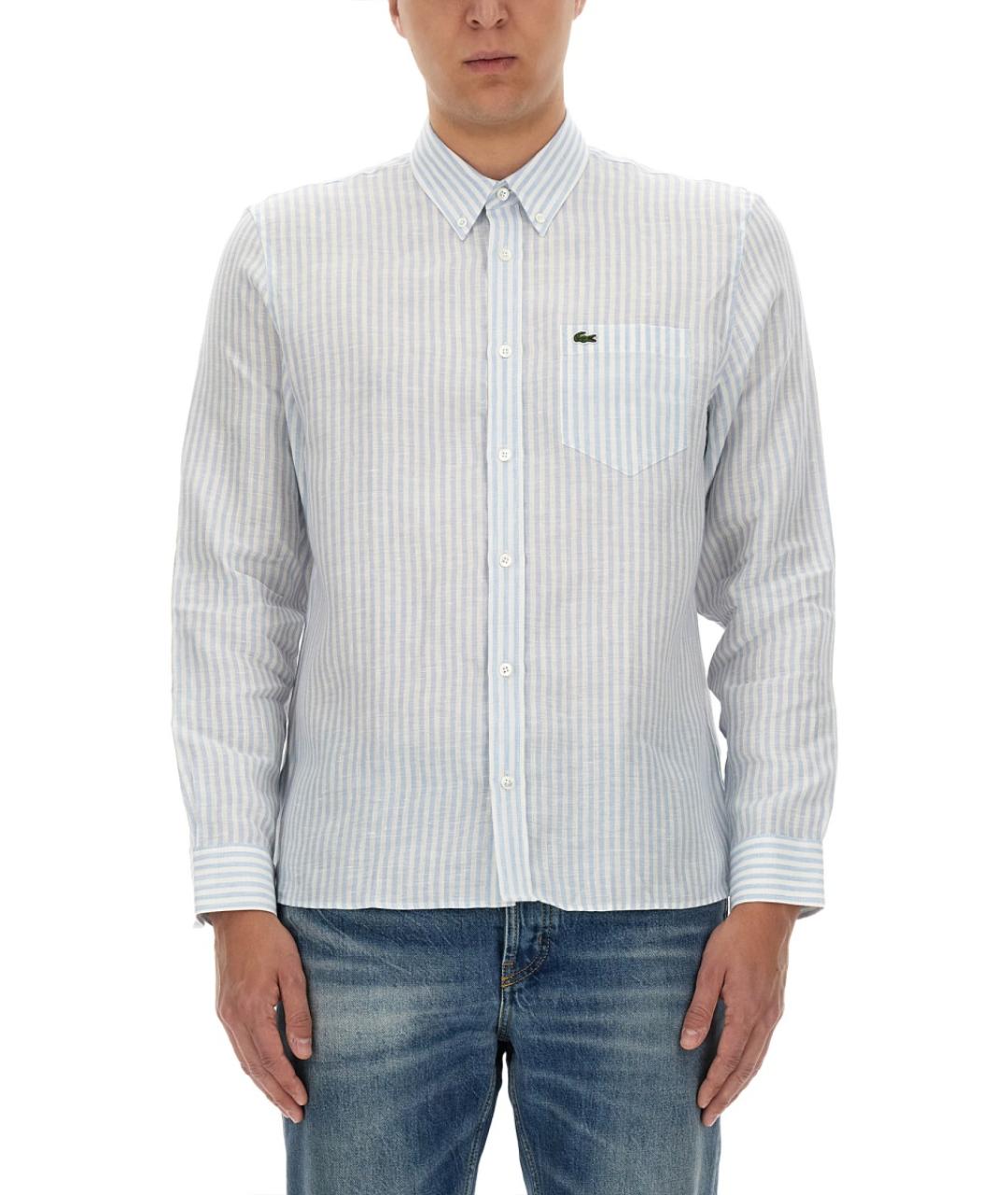 LACOSTE Голубая льняная кэжуал рубашка, фото 1