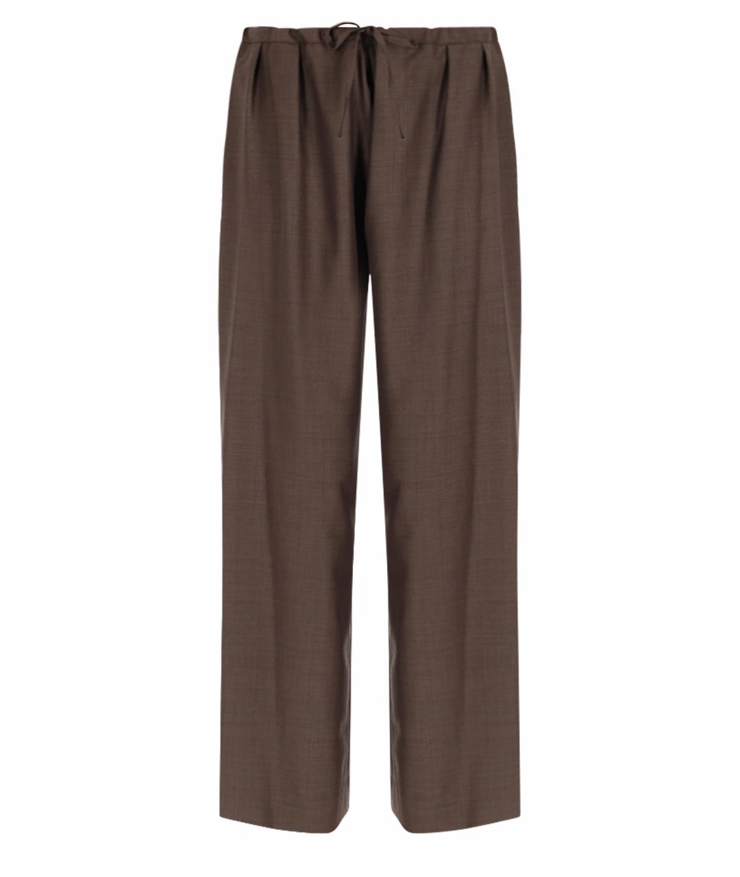 LOULOU STUDIO Коричневые шерстяные прямые брюки, фото 1