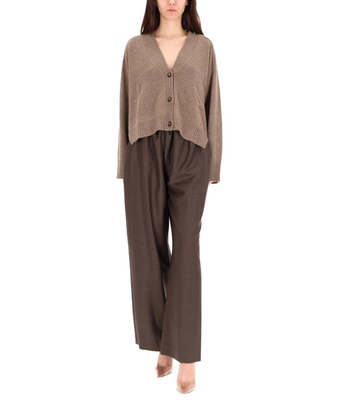 LOULOU STUDIO Коричневые шерстяные прямые брюки, фото 2