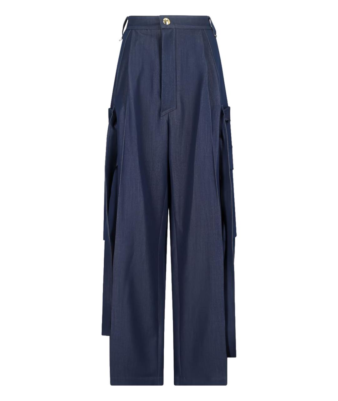 DARKPARK Синие полиэстеровые прямые брюки, фото 1