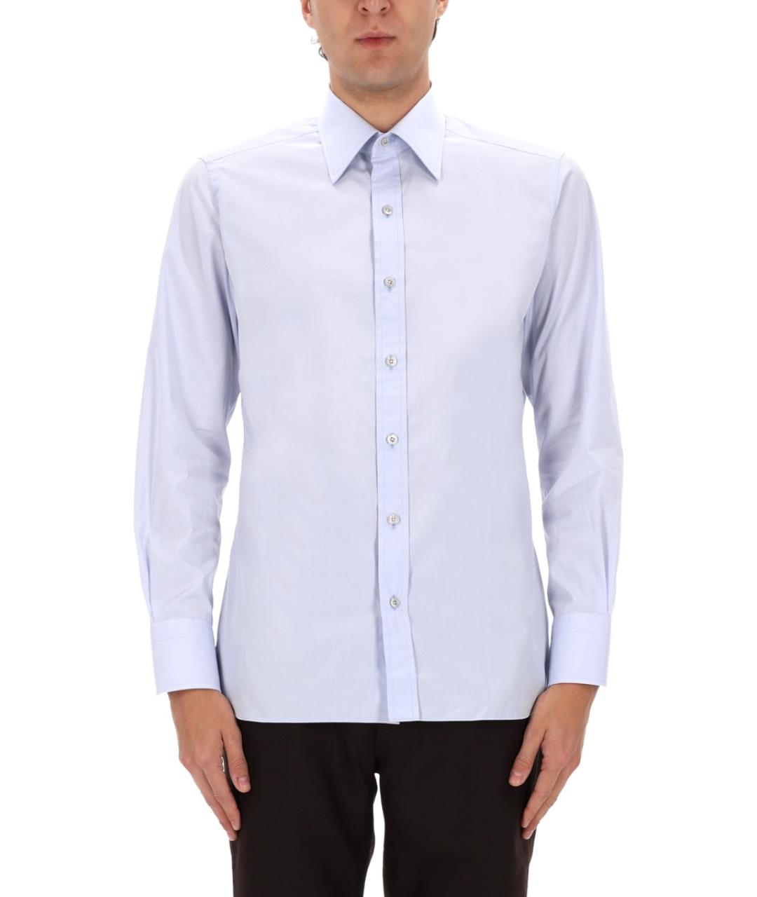 TOM FORD Синяя хлопковая кэжуал рубашка, фото 4