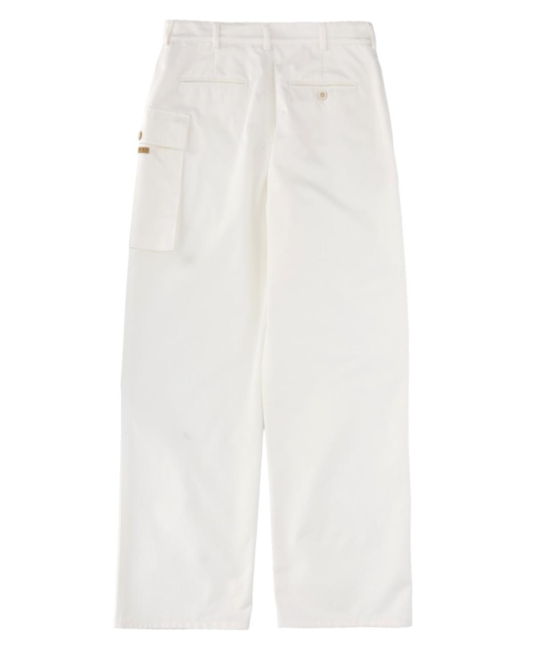 MARNI Белые хлопковые прямые брюки, фото 2