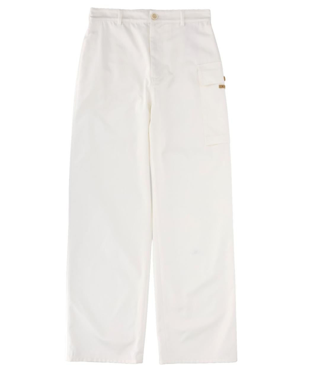 MARNI Белые хлопковые прямые брюки, фото 1