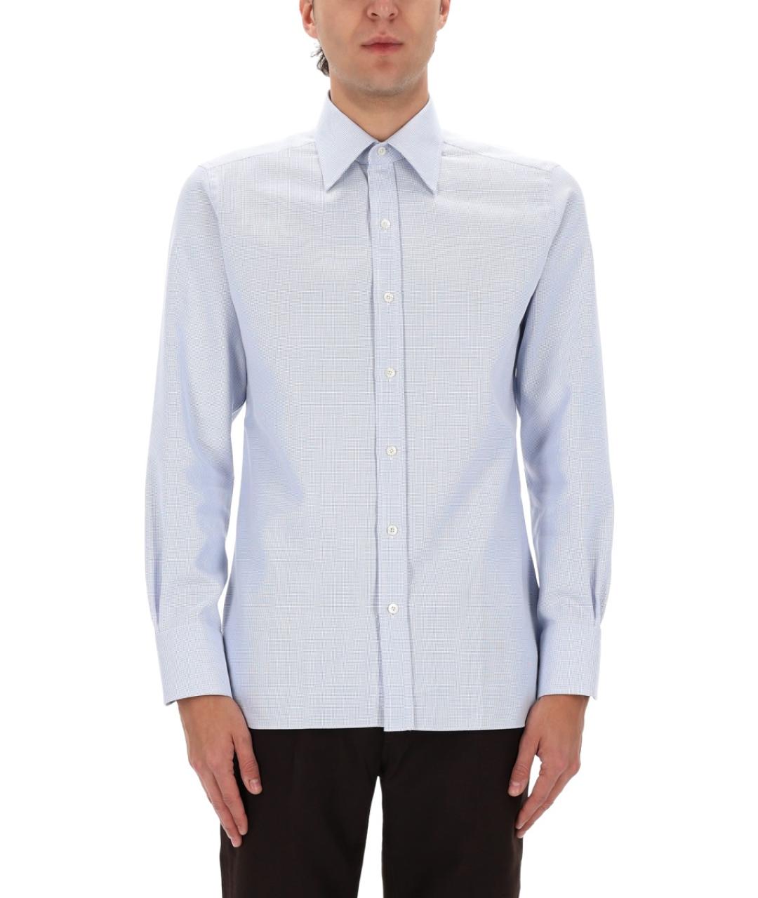 TOM FORD Голубая хлопковая кэжуал рубашка, фото 4