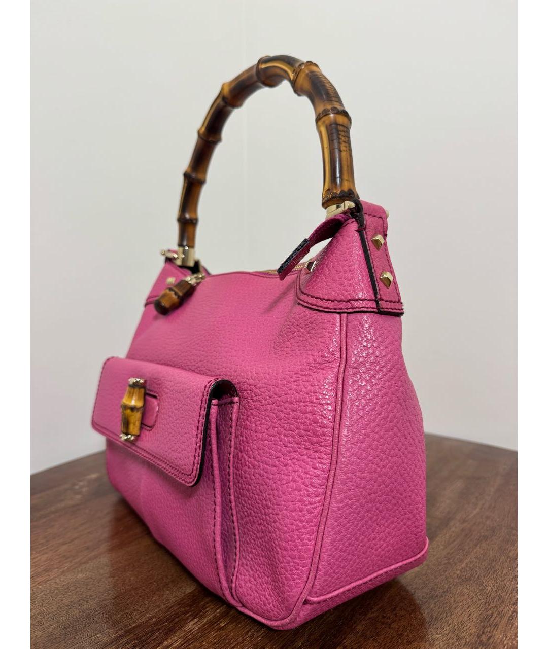 GUCCI Розовая кожаная сумка с короткими ручками, фото 2