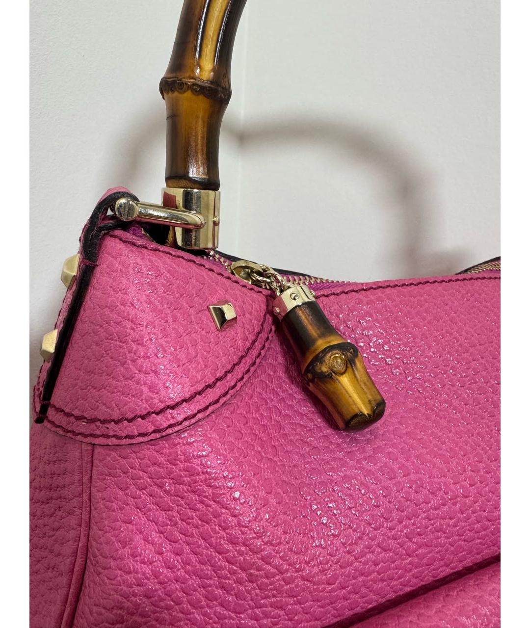 GUCCI Розовая кожаная сумка с короткими ручками, фото 8
