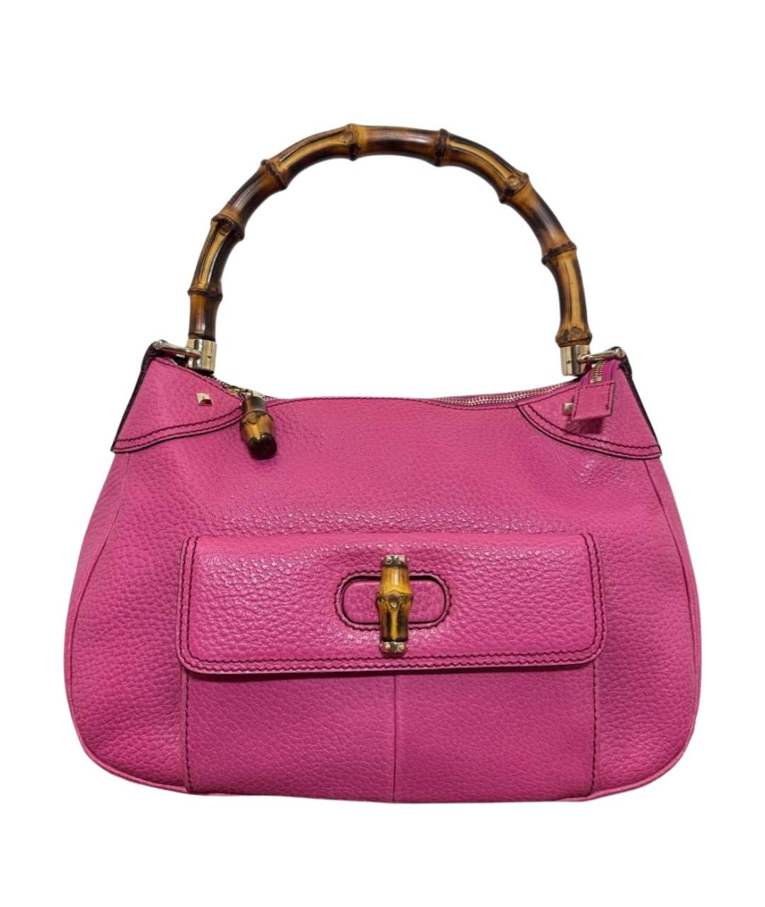 GUCCI Розовая кожаная сумка с короткими ручками, фото 1