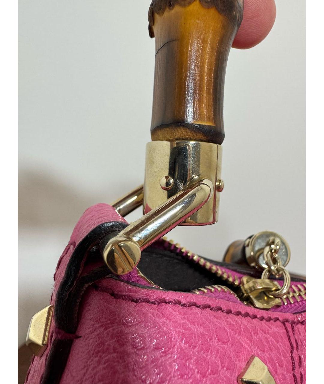 GUCCI Розовая кожаная сумка с короткими ручками, фото 5