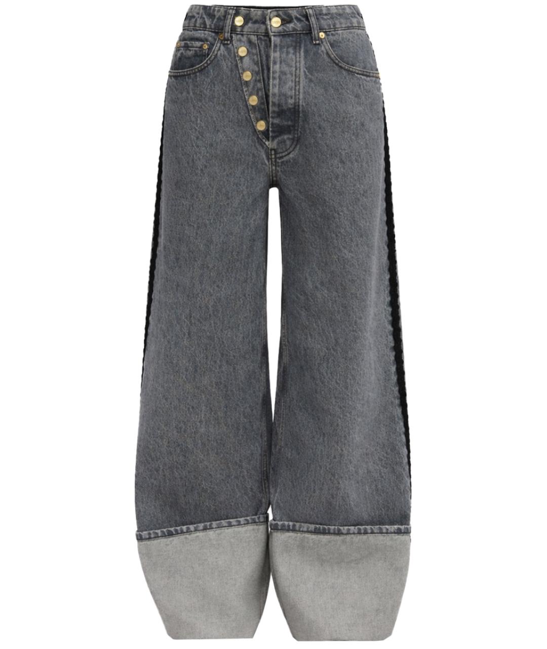 GANNI Серые хлопковые прямые джинсы, фото 1