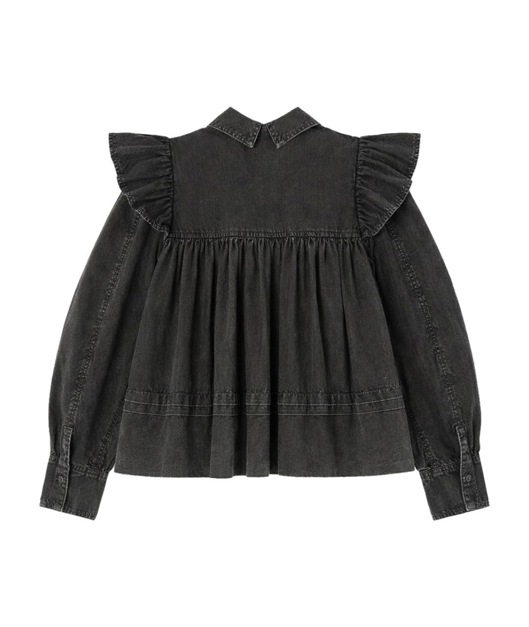 GANNI Черная хлопковая блузы, фото 2