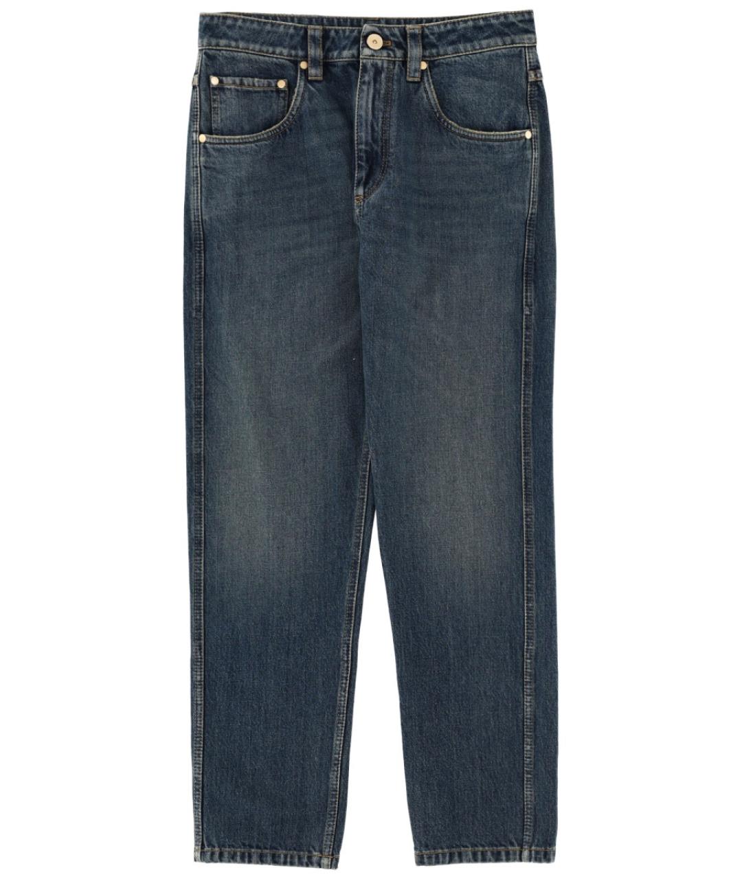 BRUNELLO CUCINELLI Синие хлопковые прямые джинсы, фото 1