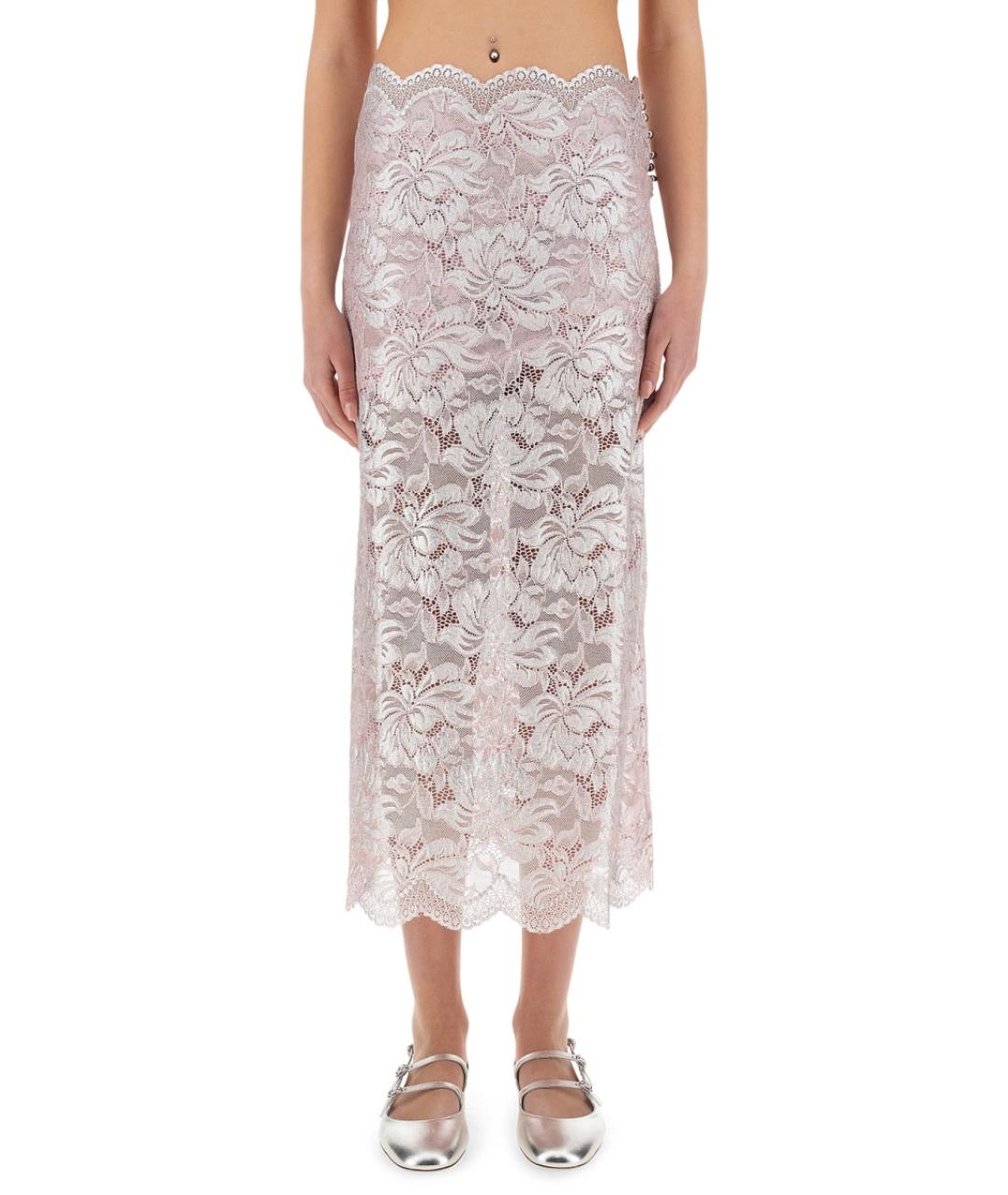 PACO RABANNE Розовая полиамидовая юбка макси, фото 1